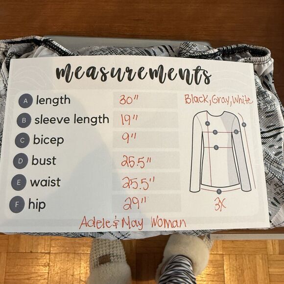 Adele & May Tunic Top Women’s Size 3X Black, Gray, White Plaid Print - Picture 8 of 8